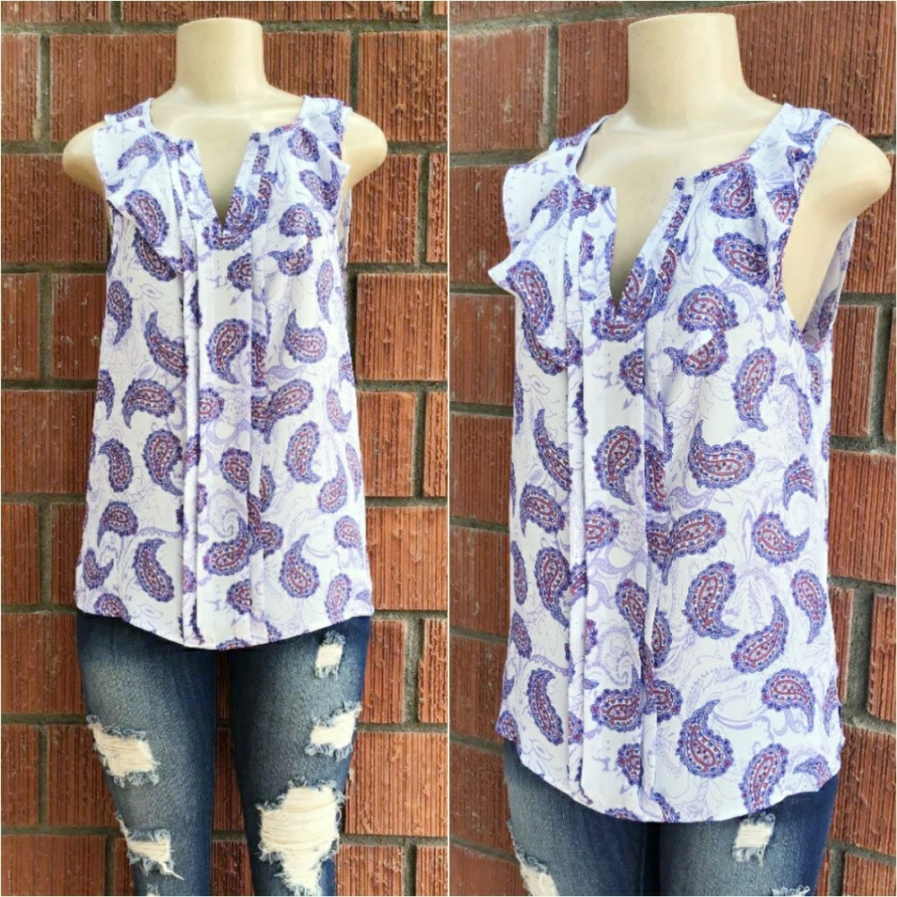SKIES ARE BLUE Stitch Fix Boho Chic Paisley Top